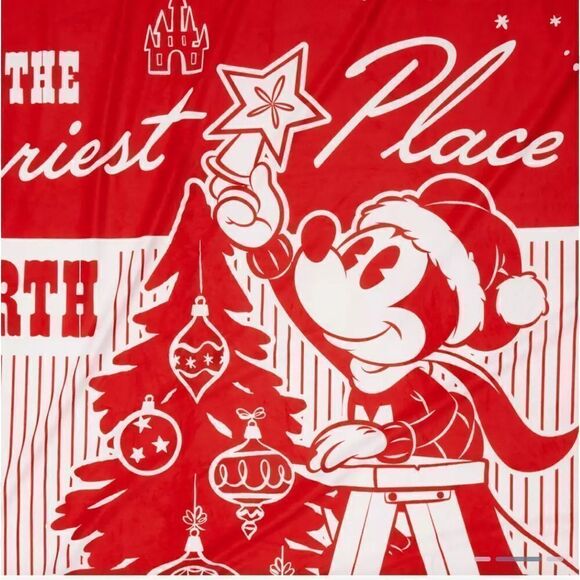 Disney Mickey and Minnie Mouse Holiday Fleece Throw NWT - Picture 2 of 4
